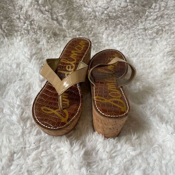 Sam Edelman Romy Khaki platform wedge thong sandals size 10M - Picture 7 of 10